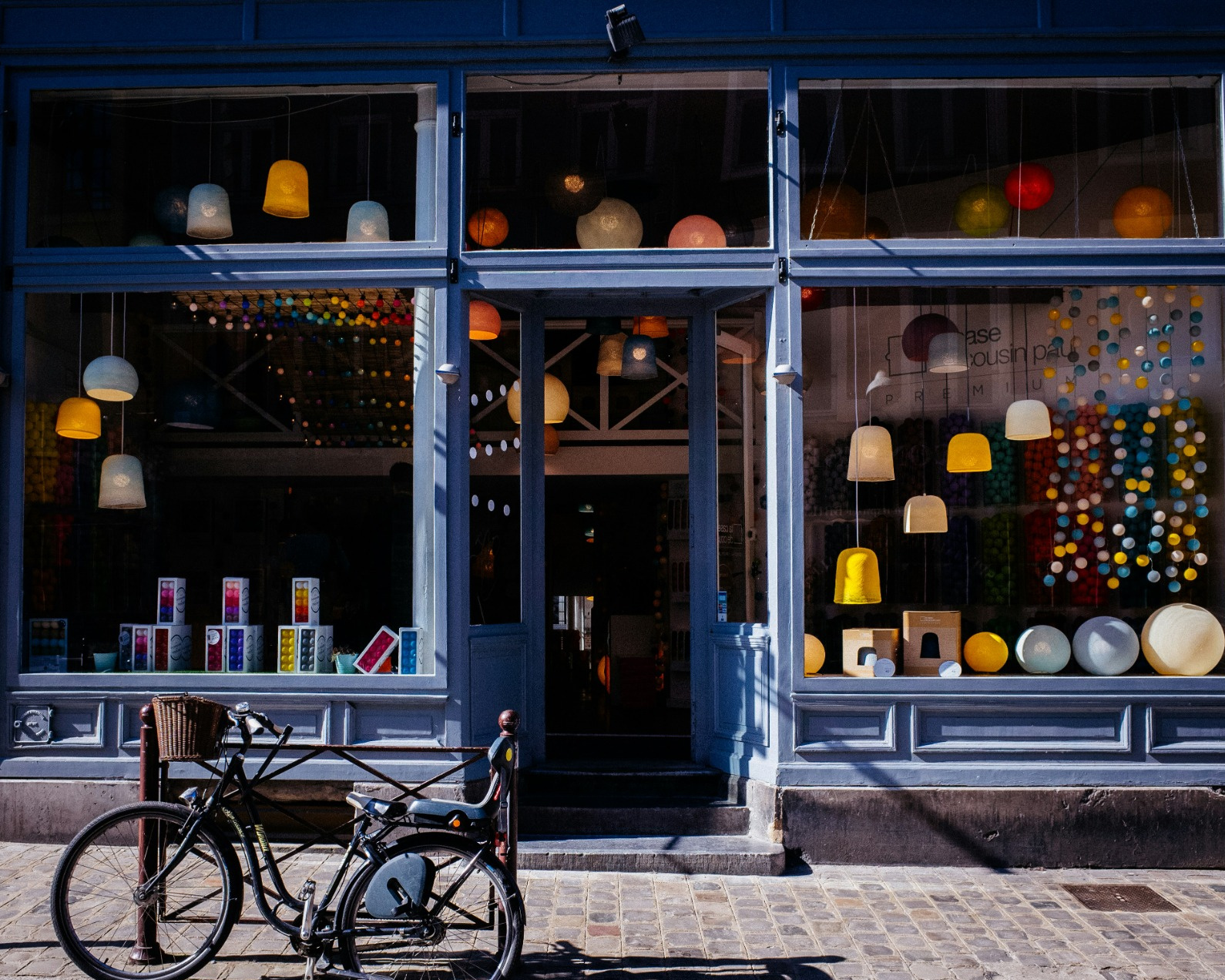 Retail storefront with window displays
